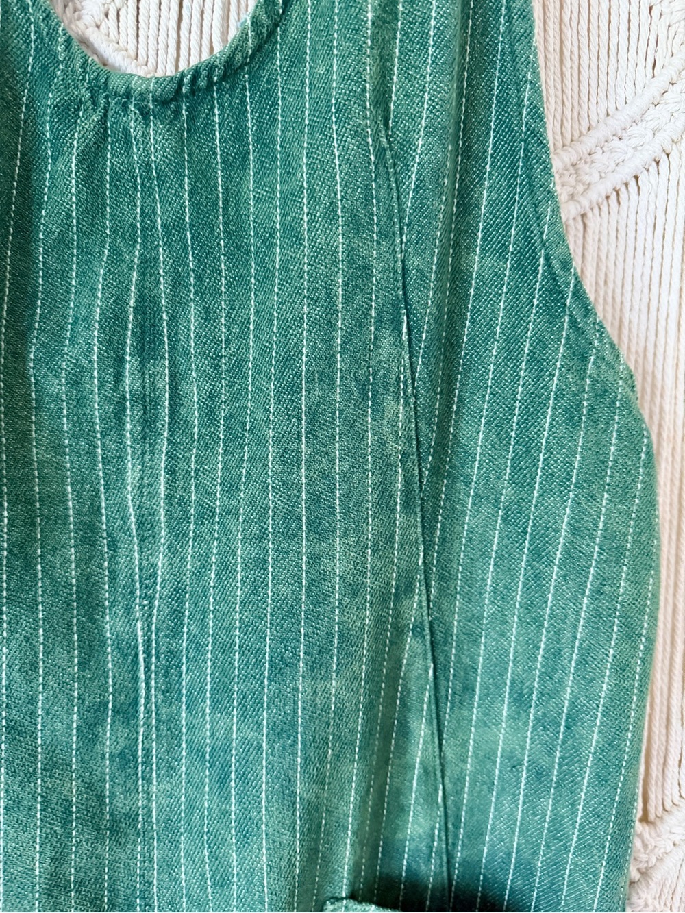 We the Free High Roller Mineral Wash Green Pinstripe Overall Jumpsuit M - Picture 8 of 16